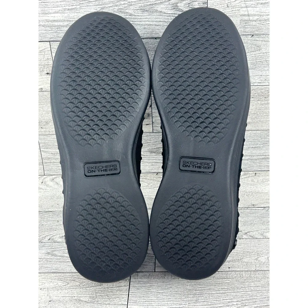 Skechers On-The-Go Ballet Flats Black Air Cooled Goga Mat Comfort‎ Shoes Sz 7.5